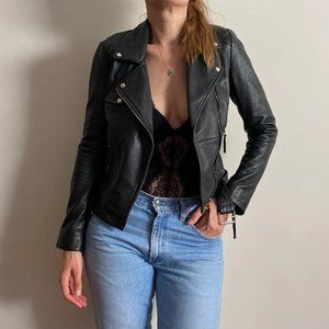 Zara Black Leather Moto Jacket
